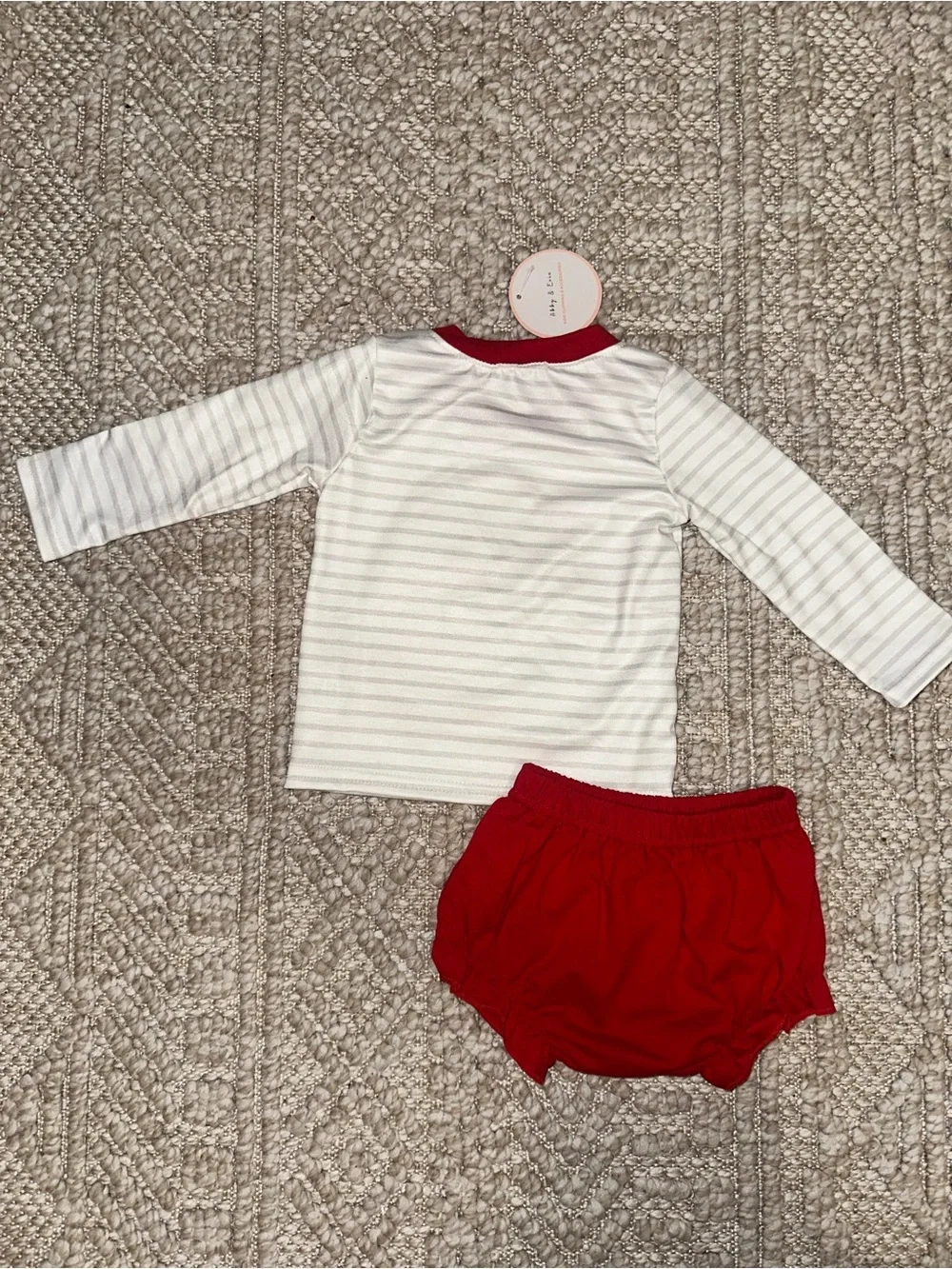 White Stripe Santa Top with Red Bloomers - Kids Accessories